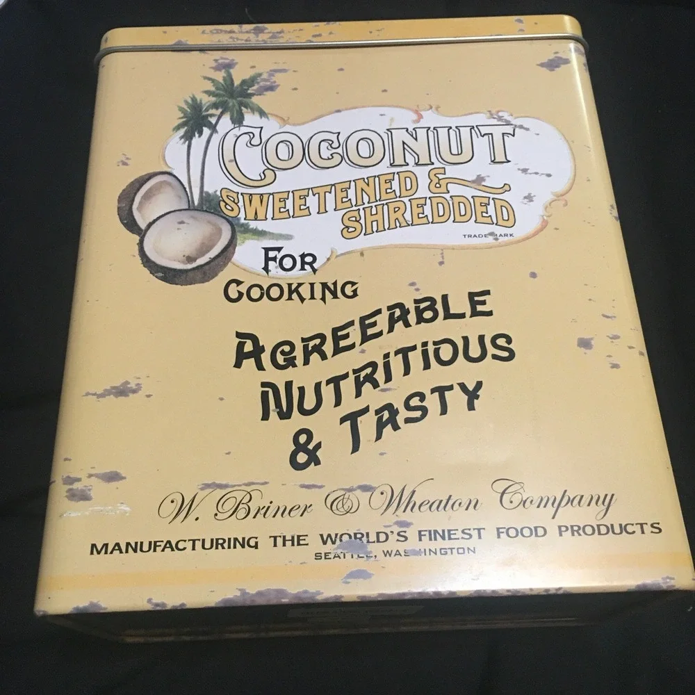Vintage Reproduction Advertising Sweetened & Shredded Coconut Tin